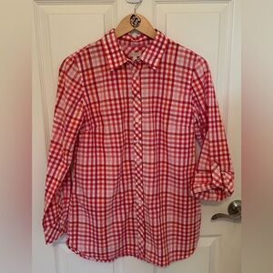 Talbots Red and White Plaid Button-up Shirt women’s size Small